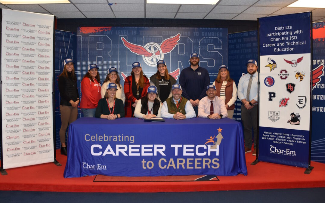 Career Tech to Careers Signing Event:  Megan Pickering, Boyne Falls High School graduate,  at Boyne City Elementary School