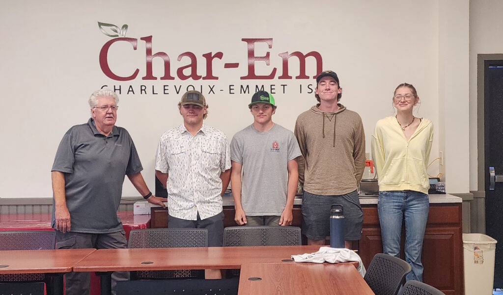 Cohort 2, pictured from left next to instructor Chip Coulston: Jonny Cosier, Ayden Cady, Hadly McCafferty, and Anya Zarzycki.